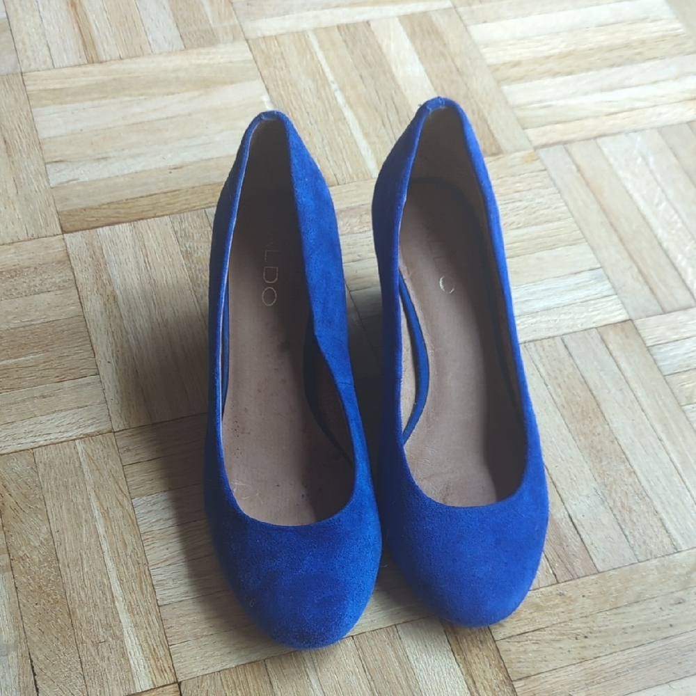 Aldo Women's Cobalt Blue Suede Wedge Heels